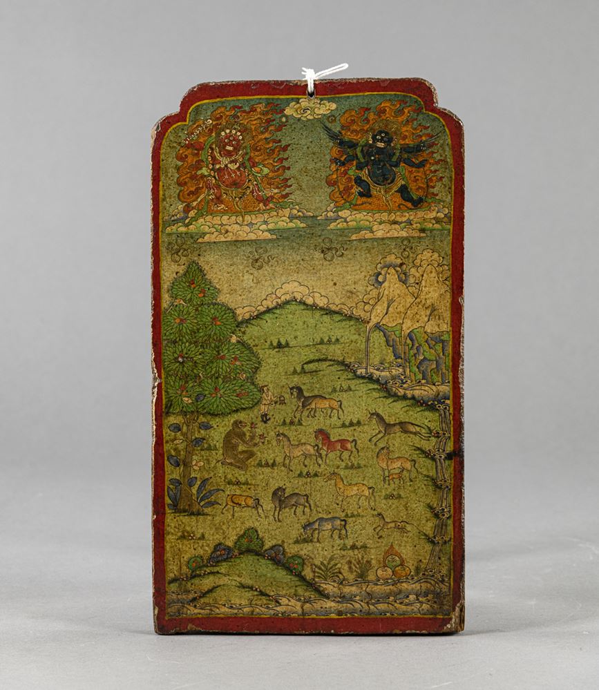 <b>A PAINTED WOODEN VOTIVE PANEL</b>