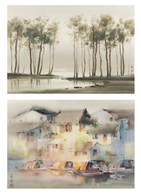 <b>SHI FUGUO (1935-2001): TWO WATERCOLOR PAINTINGS</b>