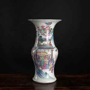 <b>A 'GU'-SHAPED 'FAMILLE ROSE' PORCELAIN 'DRAGON FESTIVAL' VASE</b>