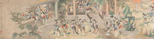 <b>Querrolle mit Damen im Palastgarten nach Tang Yin (1407-1524)</b>