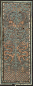 <b>A GOLD THREAD SILK EMBROIDERY WITH DRAGONS</b> <b>A GOLD THREAD SILK EMBROIDERY WITH DRAGONS</b>