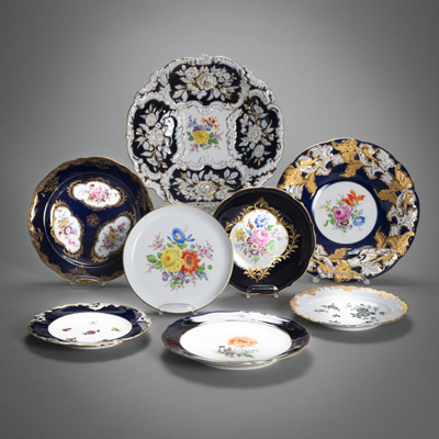 <b>EIGHT MEISSEN PLATES AND DISHES</b>