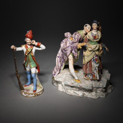 <b>A PORCELAIN GROUP OF A CHINESE COUPLE</b>