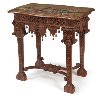 <b>A CARVED WOOD AND CHINOISERIE OCCASIONAL TABLE</b>