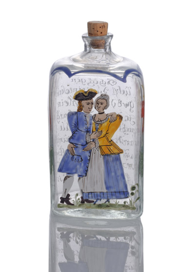 <b>Hochzeitsflasche mit barockem Paar</b> <b>Hochzeitsflasche mit barockem Paar</b>