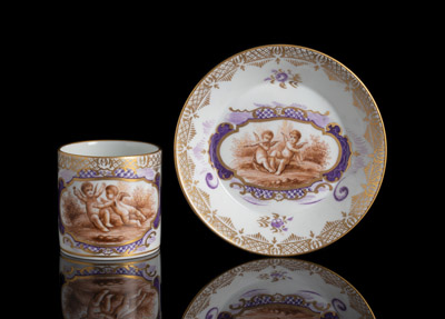 <b>A MEISSEN  CUP AND SAUCER</b>