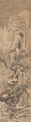 <b>A SET OF FOUR PAINTINGS DEPICTING MOUNTAIN LANDSCAPES WITH BLOOMING APRICOT TREES AND GREEN WILLOWS IN SPRING</b>