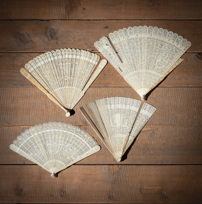<b>FOUR IVORY FANS CARVED IN OPENWORK</b>