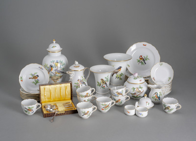 <b>Mokkaservice mit Vogeldekor</b>