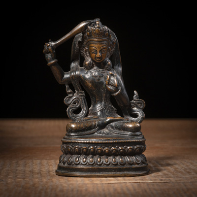 <b>Bronze des Manjushri auf einem Lotossockel</b>
