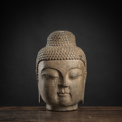 <b>Kopf des Buddha aus Sandstein</b>