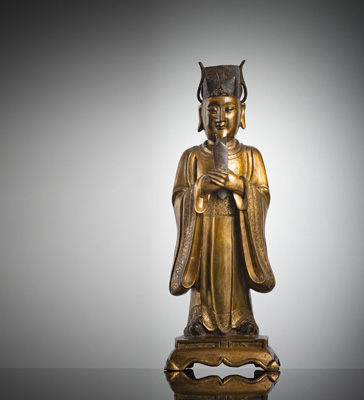 <b>Feuervergoldete Bronze eines Würdenträgers</b> <b>Feuervergoldete Bronze eines Würdenträgers</b>