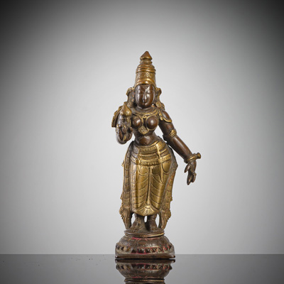 <b>Figur der Shri Devi aus Kupfer und Messing</b>
