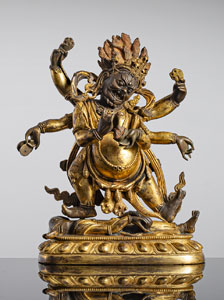 <b>Feuervergoldete Bronze des Sadbhujamahakala</b>