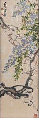 <b>YU MUDUAN (1949-2008): WISTERIA. INK AND COLORS ON PAPER</b>