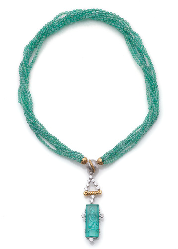 <b>Smaragd-Collier mit Smaragd-Anhänger</b>