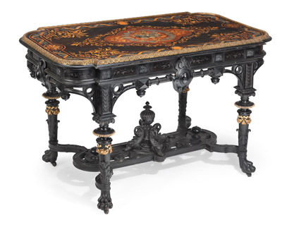 <b>Magnificent centre table with the alliance coat of arms of Agnes von Württemberg and Prince Heinrich XIV Reuß</b>