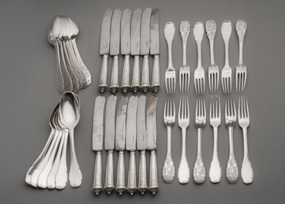 <b>Barock-Besteck mit Kasten</b>