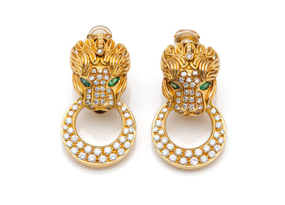 <b>Paar Ohrclips mit Löwenköpfen</b>