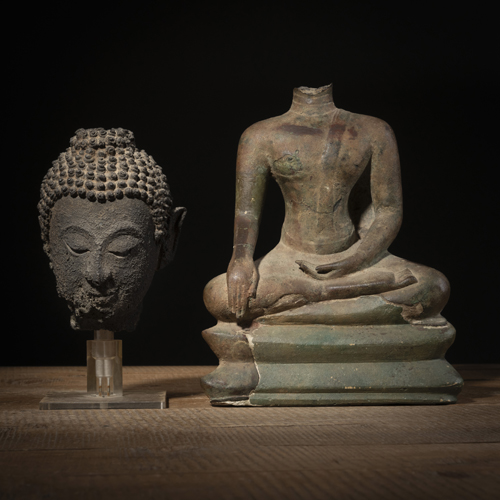 <b>Torso des Buddha aus Bronze und Kopf des Buddha Shakyamuni aus Bronze</b>