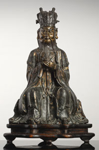 <b>Teilvergoldete Bronze eines Würdenträgers</b> <b>Teilvergoldete Bronze eines Würdenträgers</b>