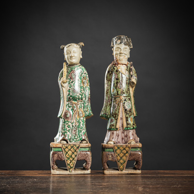 <b>TWO POLYCHROME PORCELAIN FIGURES</b>