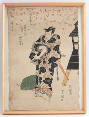 <b>Utagawa Toyokuni II: Vier Farbholzschnitte, oban, Schauspieler-Darstellungen</b>