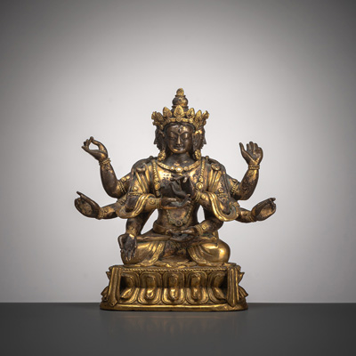 <b>Partiell feuervergoldete Bronze der Ushnishavijaya</b>