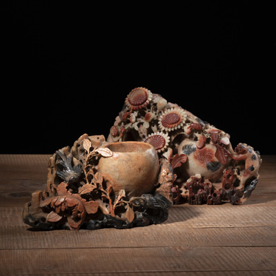 <b>TWO ANIMAL RELIEF SOAPSTONE CARVINGS</b>