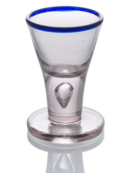 <b>Baroque Shot Glass with Blue Rim and Lion Mark</b>