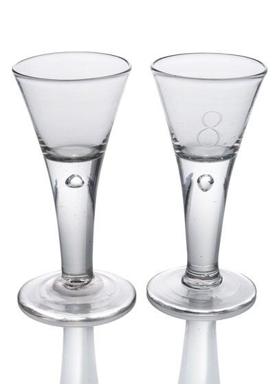 <b>Two baroque funnel goblets with lion mark</b>