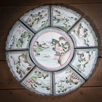 <b>A NINE-PART CANTON-ENAMELLED SWEETMEAT SET</b>