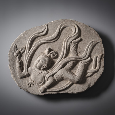 <b>A FIGURAL STONE RELIEF TILE</b>