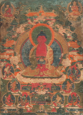 <b>Thangka des Amithaba im reinen Land Sukhavati</b> <b>Thangka des Amithaba im reinen Land Sukhavati</b>