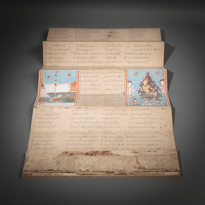 <b>AN ILLUSTRATED BUDDHIST LEPORELLO MANUSCRIPT ON PAPER</b>