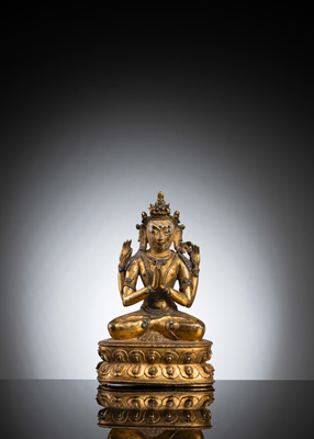 <b>Feuervergoldete Bronze des Shadakshari-Lokeshvara</b>