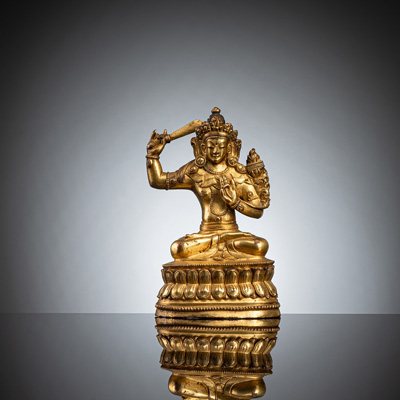 <b>Feuervergoldete Bronze des Manjushri</b>