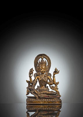 <b>Feuervergoldete Bronze der Vasudhara</b>