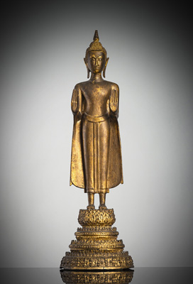 <b>Vergoldete Bronze des stehenden Buddha</b>