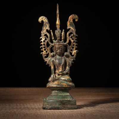 <b>Kleine Bronze des sitzenden Buddha Paree</b>
