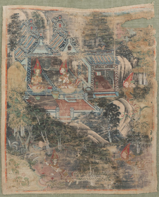 <b>TWO PAINTINGS ON CLOTH DEPICTING SCENES FROM THE RAMAYANA</b>