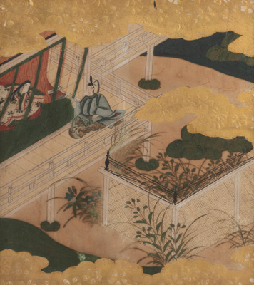 <b>Albumblatt mit Genji Monogatari. Tusche, Farben und Gold auf Papier</b>