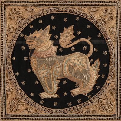 <b>A SEQUINED LION EMBROIDERY 'KALAGA'</b>