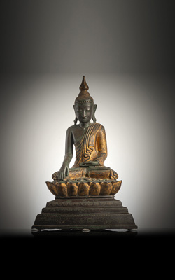 <b>Partiell vergoldete Bronze des Buddha</b>