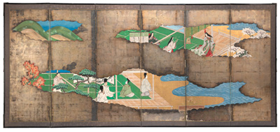 <b>Sechsteiliger Stellschirm mit Malereien eines anonymen Meisters der Tosa-Schule</b>