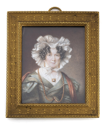 <b>Portrait einer Dame mit Haube und Goldschmuck</b>