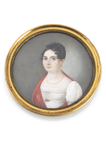 <b>Portrait einer Empire-Dame mit rotem Schal</b>