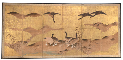 <b>Sechsteiliger Stellschirm eines anonymem Malers (Byobu)</b>