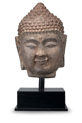 <b>Monumentaler Kopf des Buddha Shakyamuni aus Stein</b>