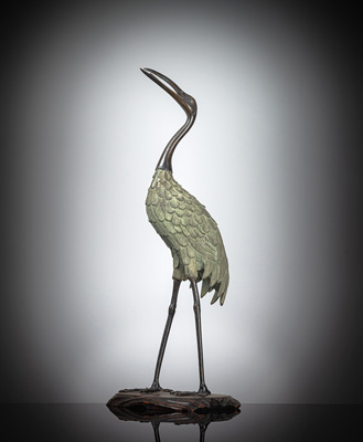 <b>Skulptur eines Kranichs aus Bronze</b> <b>Skulptur eines Kranichs aus Bronze</b>